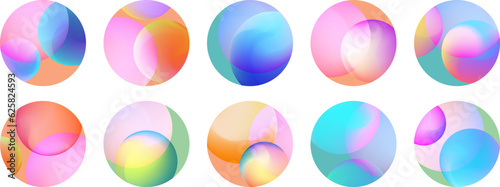 Trendy set of round background with vivid gradient shapes. Beautiful modern fluid multicolor backdrops