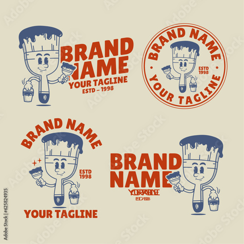 Vintage retro mascot Brush Character