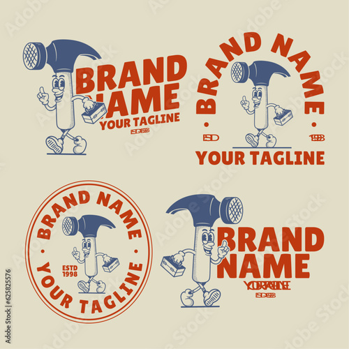 Vintage retro mascot Hammer Character