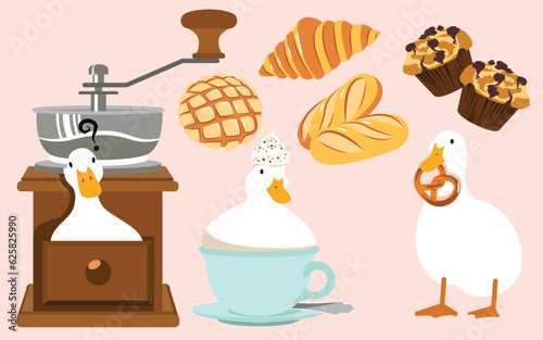 Naughty duck in the bakery