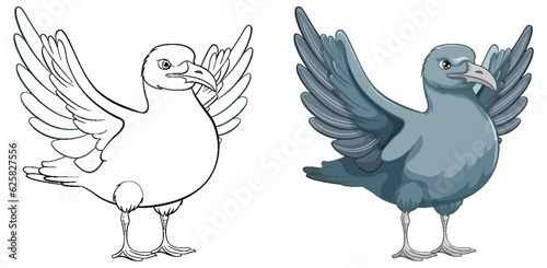 Bird Standing with Wings