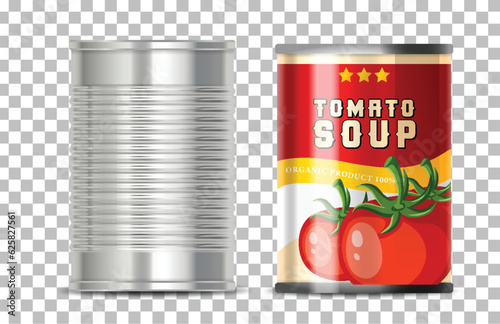 Tomato soup canned food on grid background
