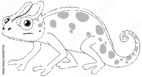 Cute colourful chameleon cartoon isolated doodle