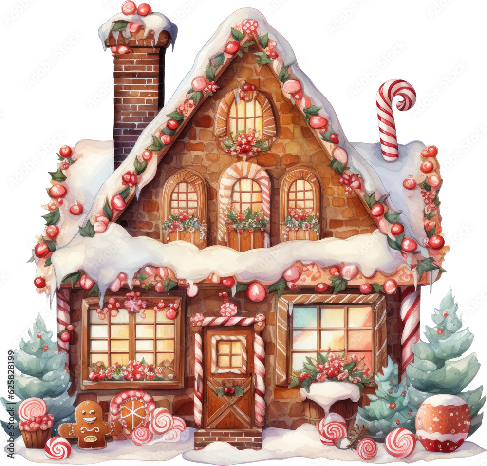 Watercolor Gingerbread House Christmas Clipart Watercolor Gingerbread House Christmas Clipart