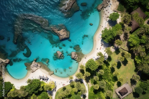 Taiwan's ocean and beach showcased in aerial view. (Generative AI)