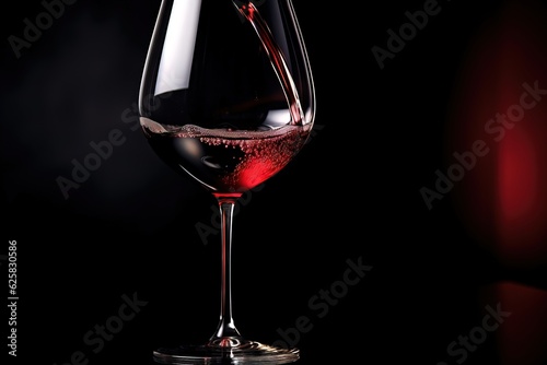 glass of red wine poured into the glass