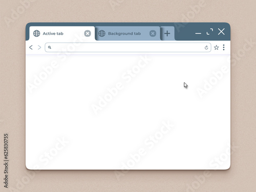 Web browser with Tabs mockup. Empty tab window of browser app. Blank internet page with browsers address bar vector template