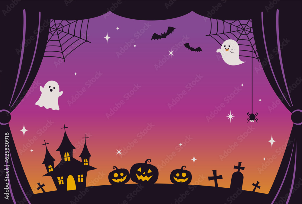 vector background with a set of halloween icons for banners, cards, flyers, social media wallpapers, etc.