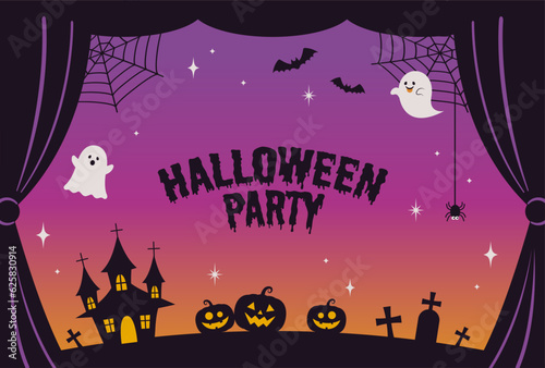 Murais de parede vector background with a set of halloween icons for banners, cards, flyers, social media wallpapers, etc