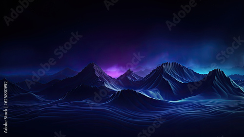 Fototapeta Naklejka Na Ścianę i Meble -  Mountain line gradient lines background wallpeper night blue