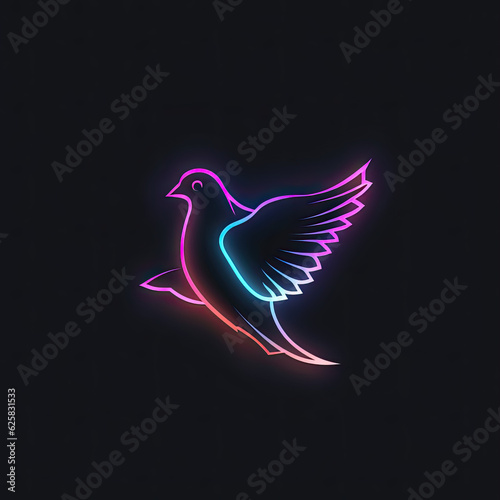 Neon light logo design of pigeon © grey