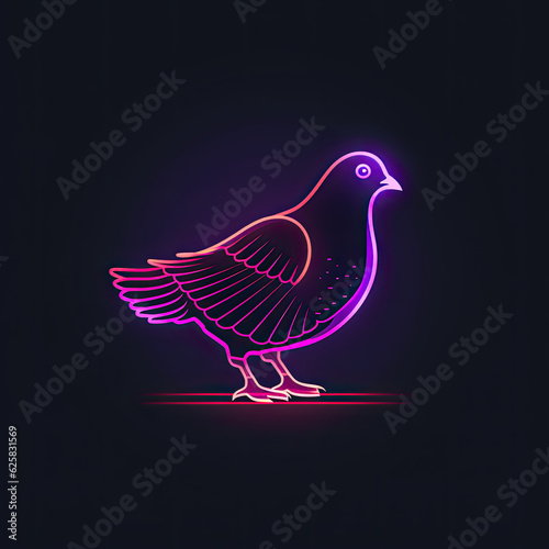 Neon light logo design of piegon © grey