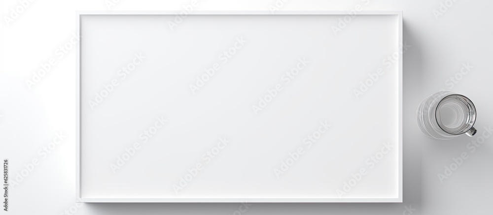 Photo of a minimalist white square frame hanging on a wall with blank space for your creative ideas with copy space Photo of a minimalist white square frame hanging on a wall with blank space for your creative ideas with copy space