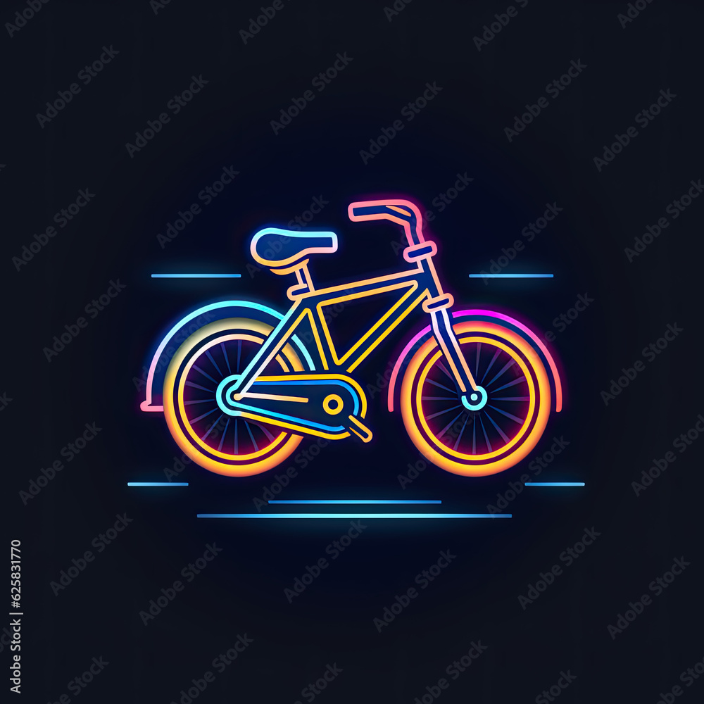 Neon light logo design of bicycle Neon light logo design of bicycle