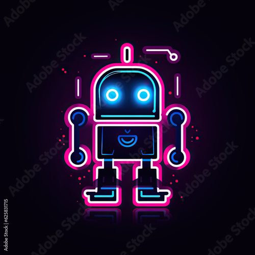 Neon light logo design of robot