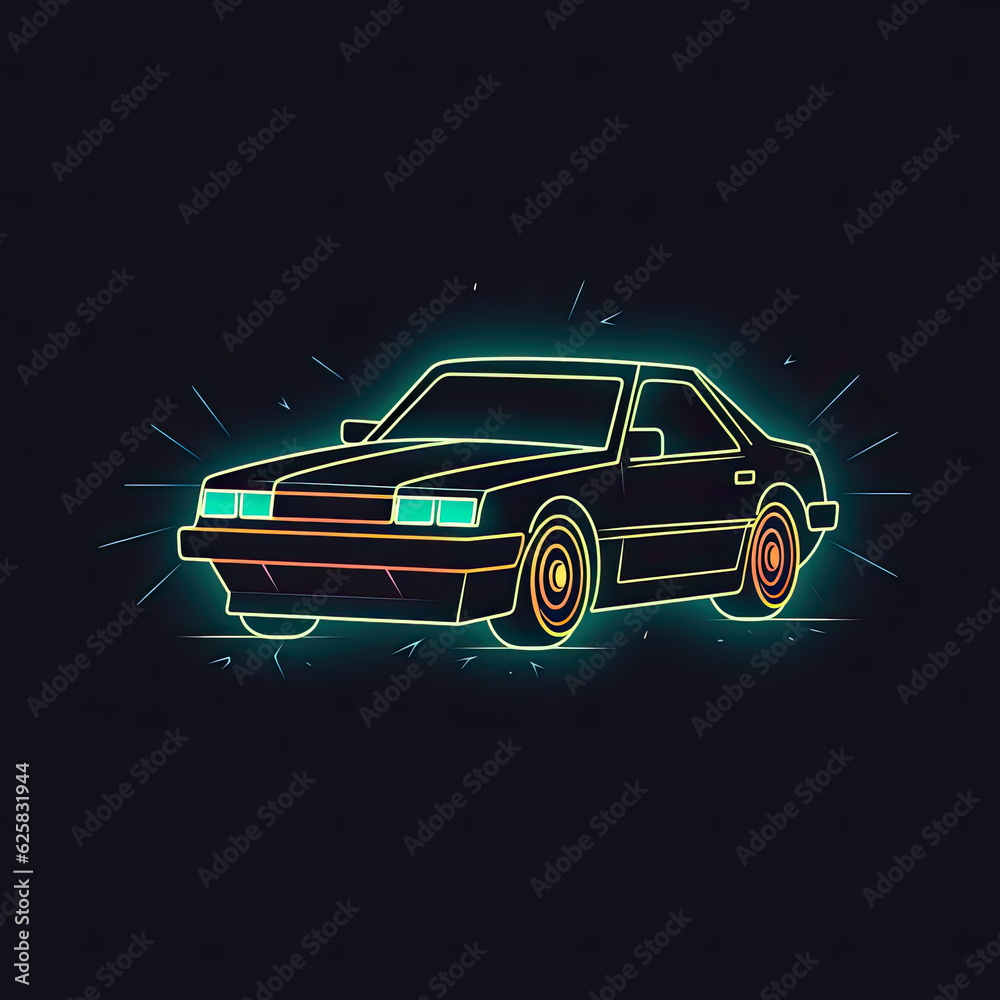 Neon light logo design of car