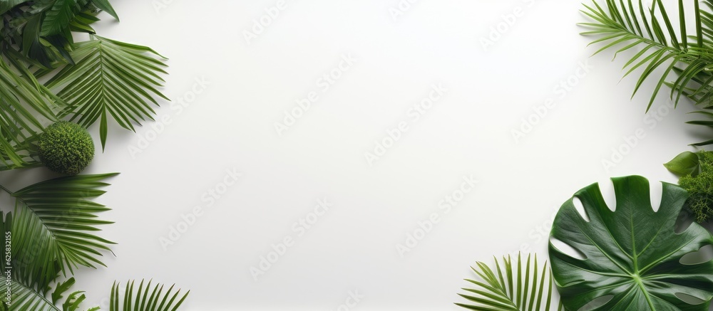 Photo of green plants on a clean white background with copy space