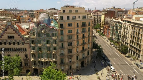 Aerial view of Passeig de Gràcia Barcelona Spain photo