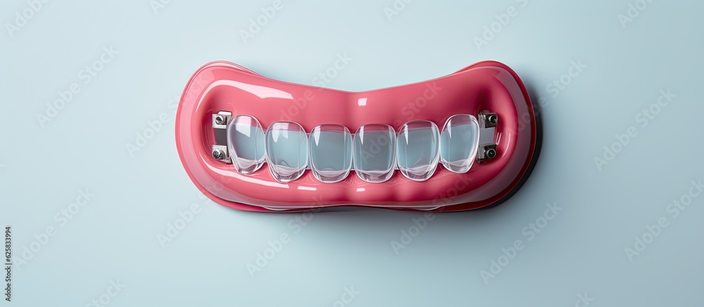 Photo of a pink toothbrush with clear bristles with copy space Photo of a pink toothbrush with clear bristles with copy space
