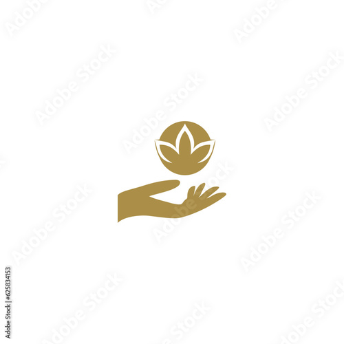 Lotus flower human care logo isolated on white background