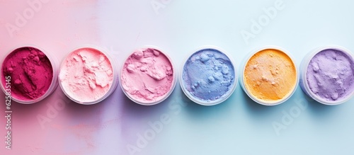 Photo of a colorful row of powders with plenty of space for text or other elements with copy space