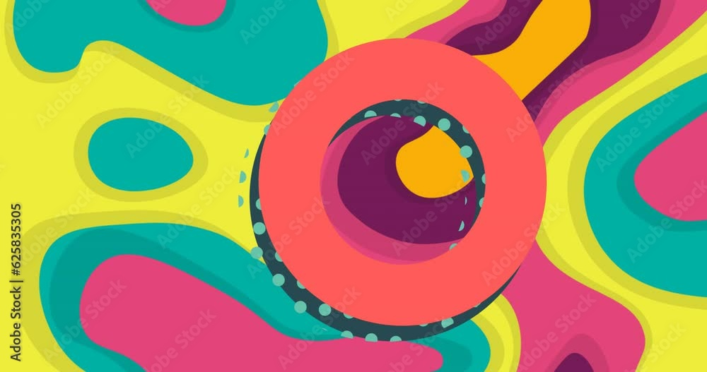 Animation of circles over neon retro pattern Animation of circles over neon retro pattern