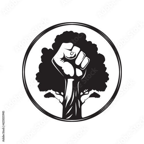 Fist rise up with a tree