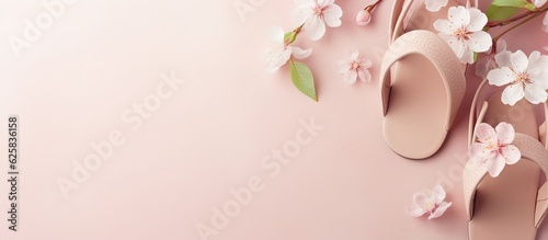 Photo of a pink floral wall with empty space for text or design with copy space