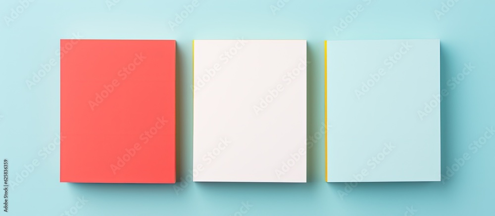 Photo of colorful paper on a vibrant blue background with plenty of space for text or other design elements with copy space Photo of colorful paper on a vibrant blue background with plenty of space for text or other design elements with copy space