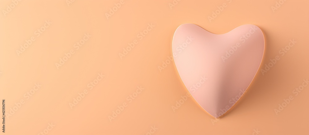 Photo of a pink heart shaped object on a peach background with plenty of copy space with copy space Photo of a pink heart shaped object on a peach background with plenty of copy space with copy space