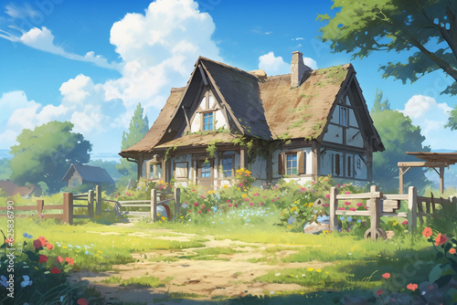 繊細で芸術的な中世ヨーロッパ風背景のイラスト(AI generated image)