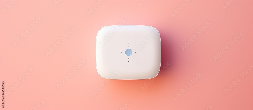 Photo of a white and blue object on a pink background with copy space with copy space Photo of a white and blue object on a pink background with copy space with copy space