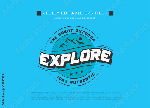 Vector Blue Explore the world tshirt design with text effect editable	
