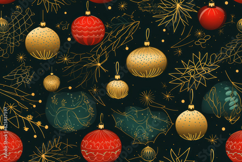Seamless Christmas background with ornaments