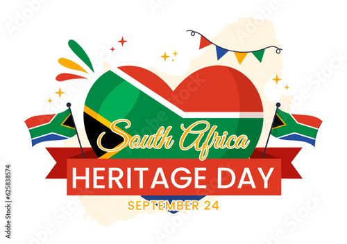 Happy Heritage Day South Africa Vector Illustration on September 24 with Waving Flag Background, Honoring African Culture and Traditions Templates