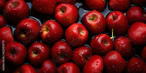 Fresh apple banner. Apples background. Close-up food photography