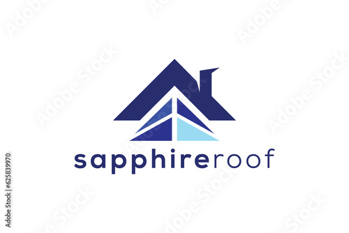 Free Download Sapphire gem stone and roof real estate logo design vector template - GFXLoad