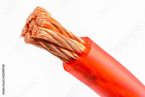 audio power wire in red braid