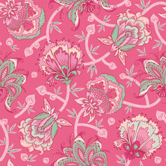 Crédence de cuisine Styles patrons Fleurs fantaisie indiennes style chintz  © ausra