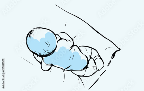 Cute baby toddler aerial view vector illustration