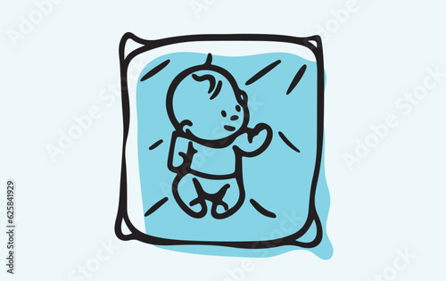 Cute baby toddler aerial view vector illustration