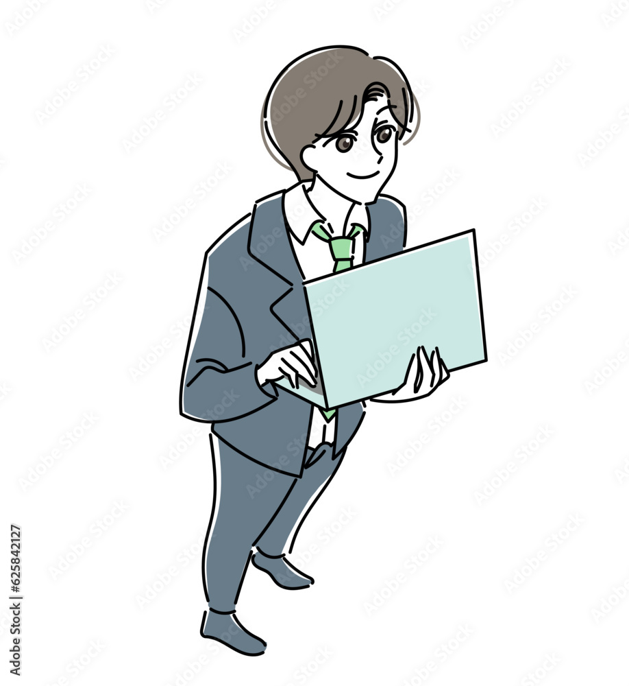 希望に満ちたビジネスマンの俯瞰イラスト 希望に満ちたビジネスマンの俯瞰イラスト