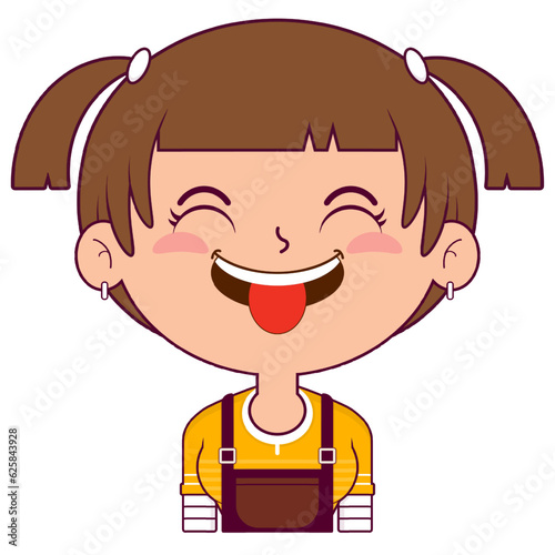 girl playful face cartoon cute