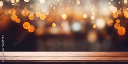 Modern white table with empty space. Luxury decorative counter with bokeh background. Showcase your product. Design with copy space