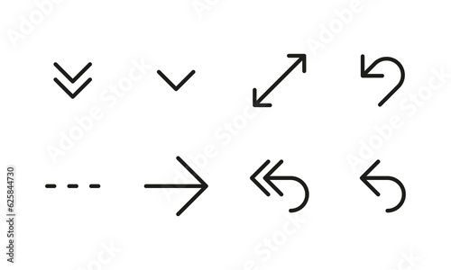 Vászonkép Arrows vector icons set black outline