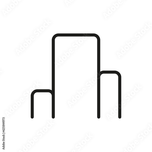 City icon vector illustration black outline. Buildings silhouette simple. Urban architecture concept. Real estate sign. Town symbol. Skyscraper icon. City landscape. For logo, web, dev, ui, ux. EPS 10