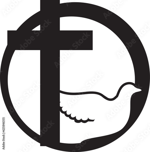 Holly spirit cross circle christian symbol design vector laser cut