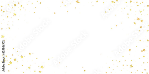 Magic stars vector overlay. Gold stars scattered around randomly  falling down  floating. Chaotic dreamy childish overlay template. Enchanting vector with magic stars on white background.