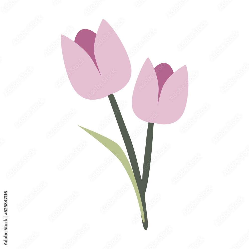 Cute Impasto Tulip Flower icon vector illustration asset element