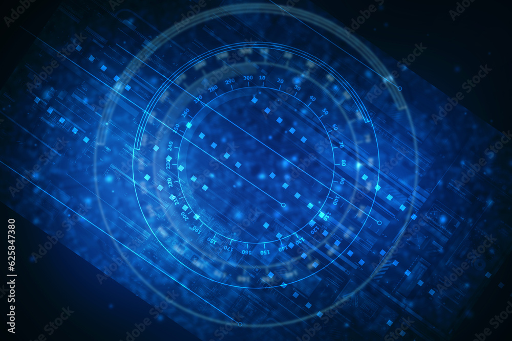 Fototapeta premium 2d illustration Abstract futuristic electronic circuit technology background